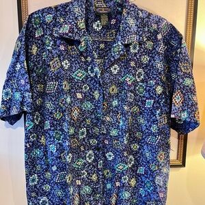 Charter Club Vintage Abstract Print Blouse 14 Cotton